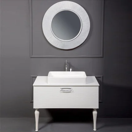 Тумба с накладной раковиной Linea AR 80 белая/хром